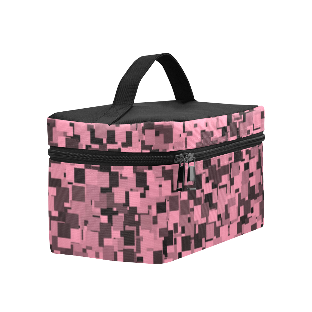 Pink and Gray Pixels Cosmetic Bag/Large (Model 1658)