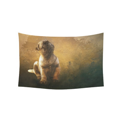 Cute painting pug puppy Cotton Linen Wall Tapestry 60"x 40"