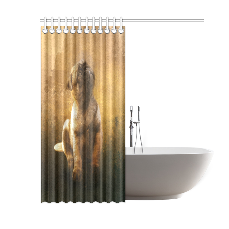 Cute painting pug puppy Shower Curtain 60"x72"