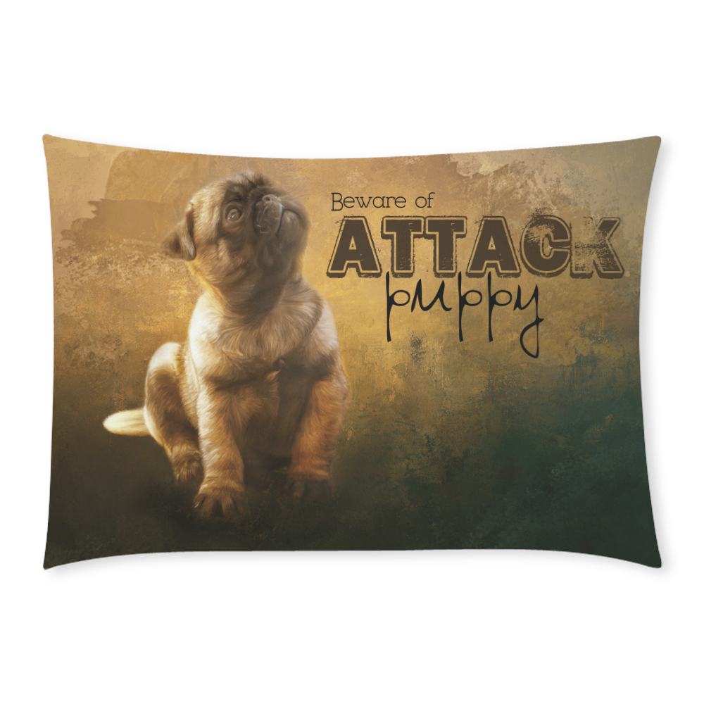 Cute painting pug puppy Custom Rectangle Pillow Case 20x30 (One Side)