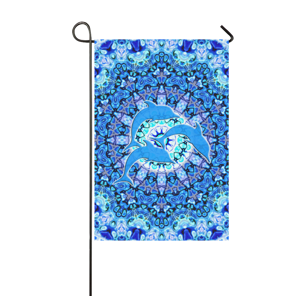 Mandala Magic Blue JUMPING DOLPHINS Garden Flag 12‘’x18‘’（Without Flagpole）