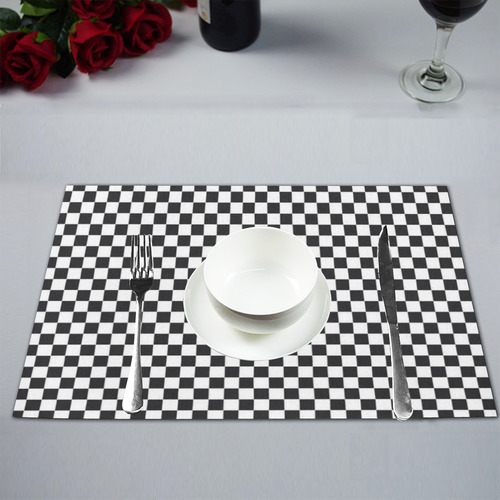RACING / CHESS SQUARES pattern - black Placemat 12''x18''