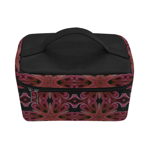 Maroon and Black Abstract Cosmetic Bag/Large (Model 1658)