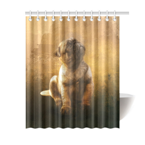 Cute painting pug puppy Shower Curtain 60"x72"