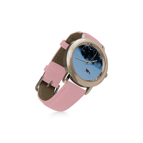 Fox on the Run Women's Rose Gold Leather Strap Watch(Model 201)