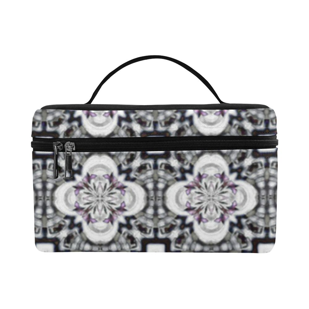 Black and Purple Geometric Cosmetic Bag/Large (Model 1658)