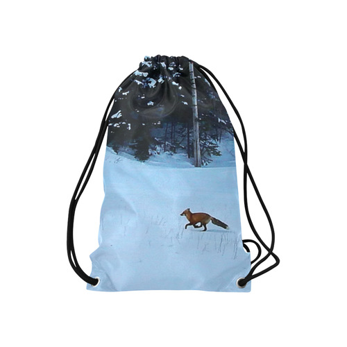 Fox on the Run Small Drawstring Bag Model 1604 (Twin Sides) 11"(W) * 17.7"(H)