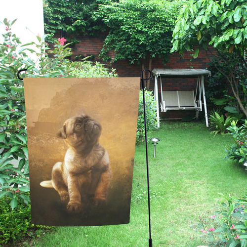 Cute painting pug puppy Garden Flag 12‘’x18‘’（Without Flagpole）