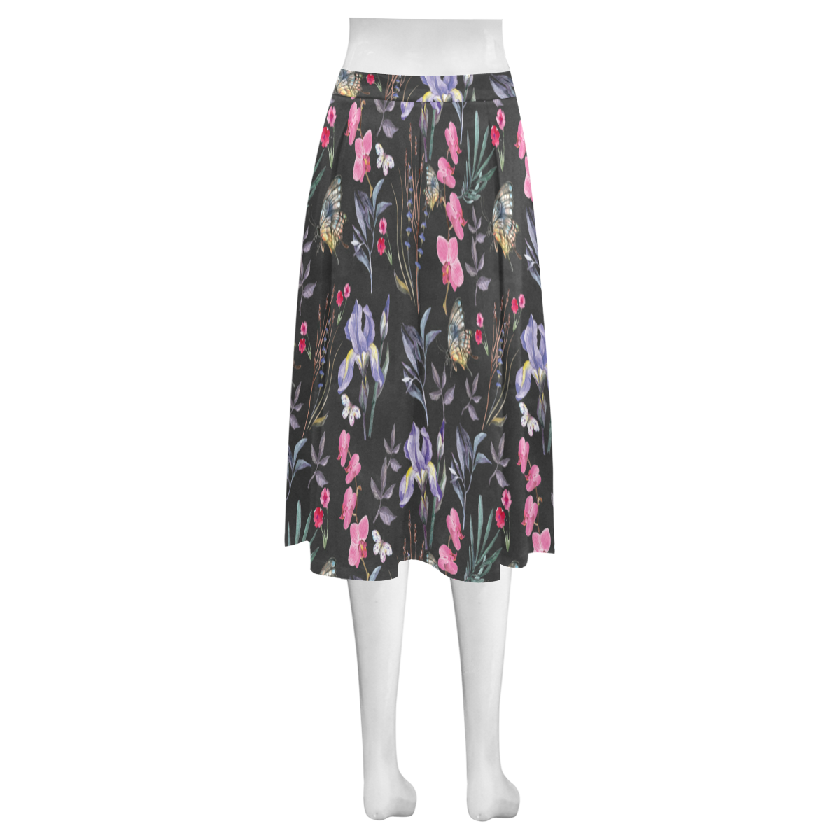 Wildflowers I Mnemosyne Women's Crepe Skirt (Model D16)