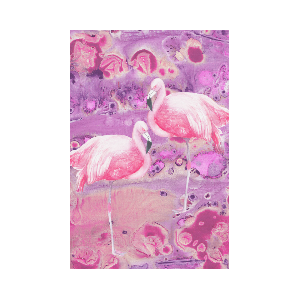 Flamingos Batik Paint Background Pink Violet Garden Flag 12‘’x18‘’（Without Flagpole）