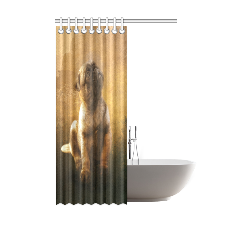 Cute painting pug puppy Shower Curtain 48"x72"