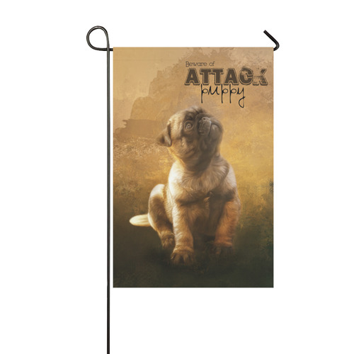 Cute painting pug puppy Garden Flag 12‘’x18‘’（Without Flagpole）