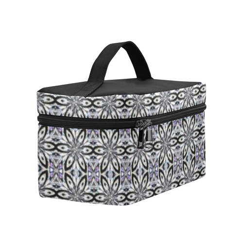 Black Gray and Purple Geometric Cosmetic Bag/Large (Model 1658)