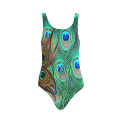 Indian Peacock Swimsuit Vest One Piece Swimsuit (Model S04)