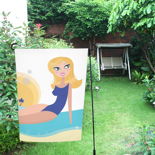 Flag with Mare girl : Original art Garden Flag 12‘’x18‘’（Without Flagpole）