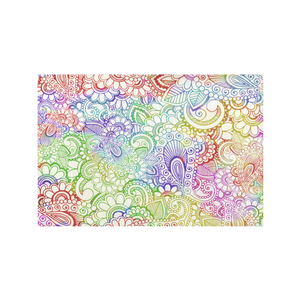 India Paisley Pattern - light watercolor grunge Placemat 12''x18''