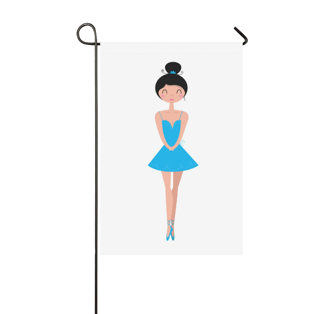 Little cute balerina : blue on white Garden Flag 12‘’x18‘’（Without Flagpole）