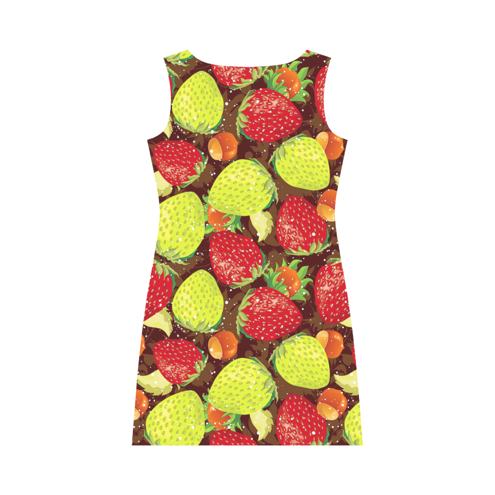 Strawberries Fruit Vegetable Pattern Round Collar Dress (D22)