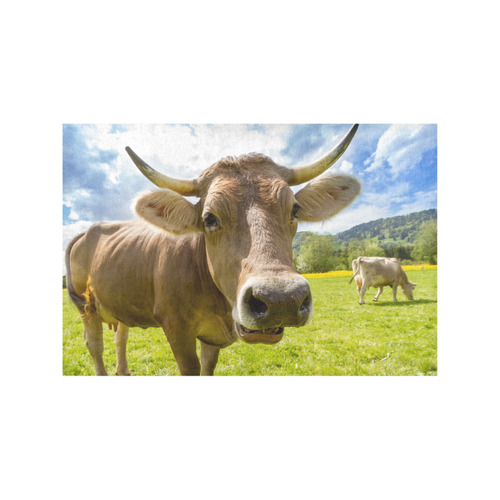 Photography Pretty Blond Cow On Grass Placemat 12''x18''