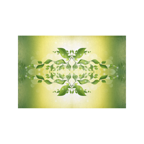 MAGIC LEAVES Kaleidoscope green yellow Placemat 12''x18''