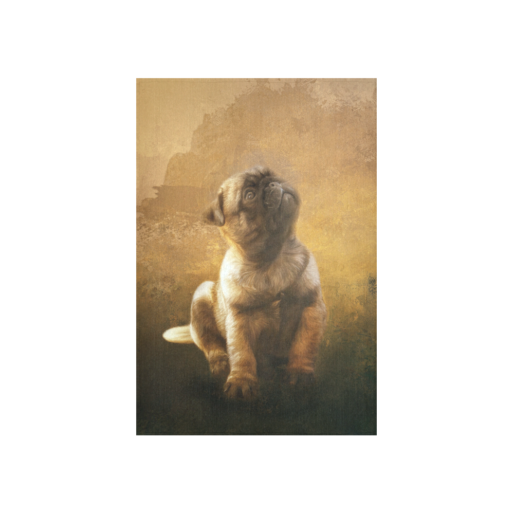 Cute painting pug puppy Cotton Linen Wall Tapestry 40"x 60"