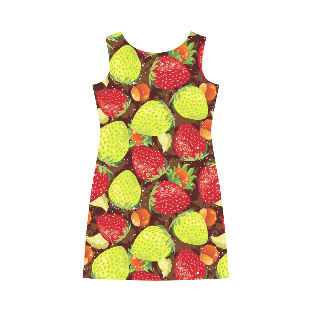 Strawberries Fruit Vegetable Pattern Round Collar Dress (D22)