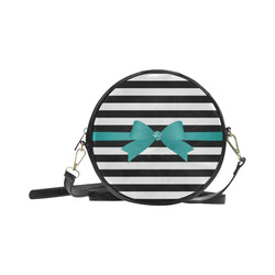 Black White Stripes with Jade Bow Round Sling Bag (Model 1647)
