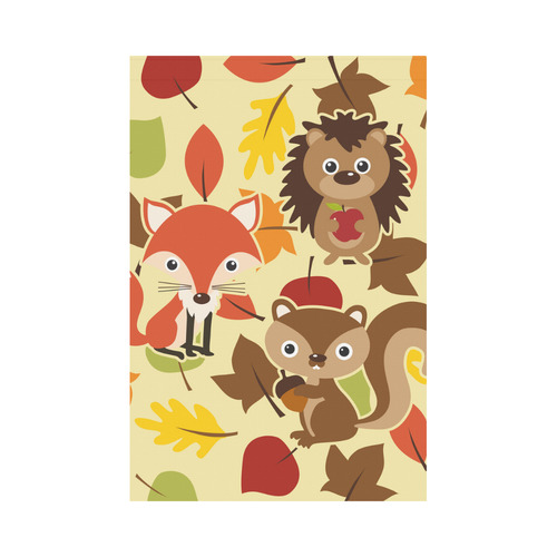 Autumn Leaves Pattern + HEDGEHOG FOX SQUIRREL Garden Flag 12‘’x18‘’（Without Flagpole）