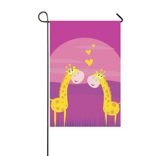 Flag with 2 cute funny Giraffes in love Garden Flag 12‘’x18‘’（Without Flagpole）