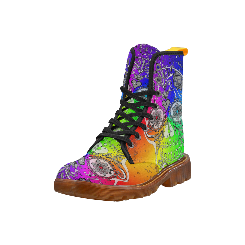 psychedelic Pop Skull 317F by JamColors Martin Boots For Women Model 1203H