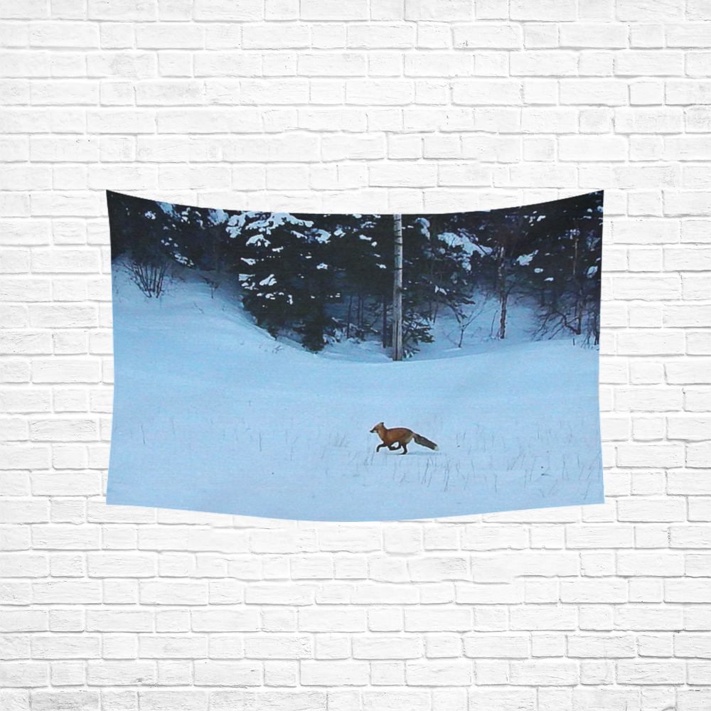 Fox on the Run Cotton Linen Wall Tapestry 60"x 40"