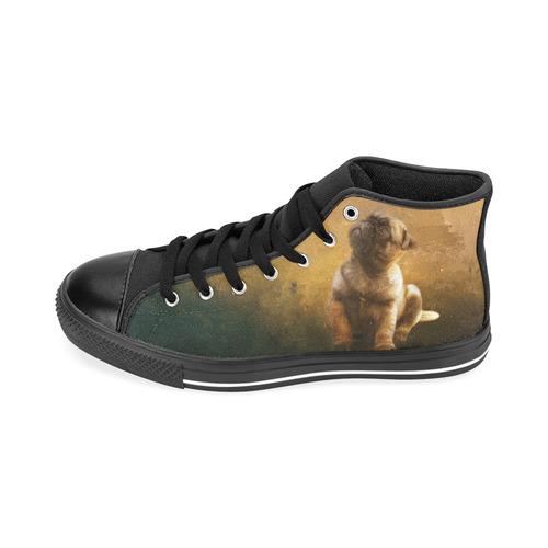 Cute painting pug puppy Men’s Classic High Top Canvas Shoes /Large Size (Model 017)