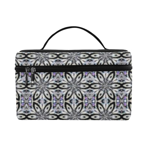 Black Gray and Purple Geometric Cosmetic Bag/Large (Model 1658)