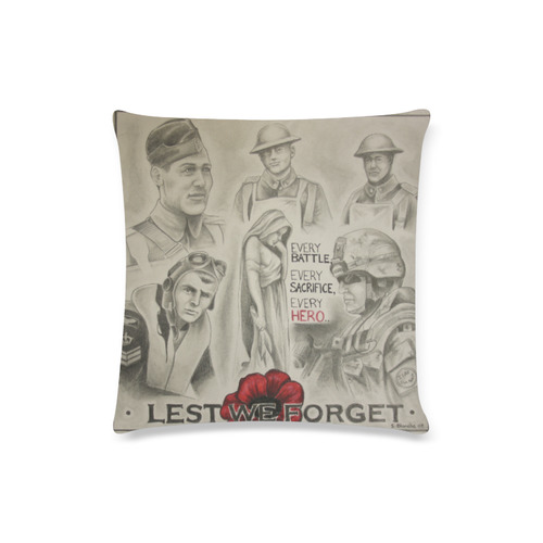 Canadian Military remembrance pillow case Custom Zippered Pillow Case 16"x16"(Twin Sides)