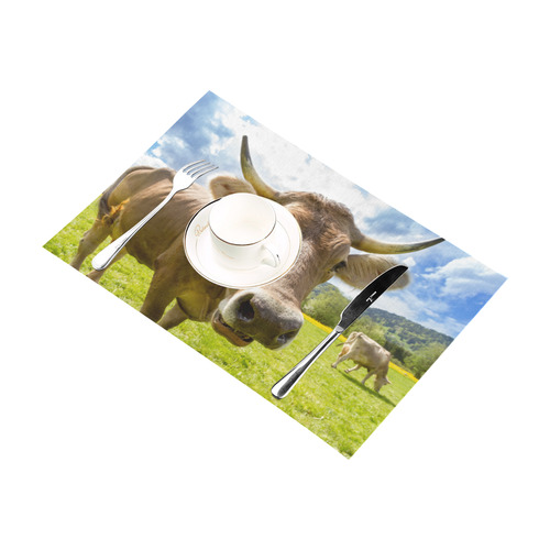 Photography Pretty Blond Cow On Grass Placemat 12''x18''