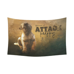 Cute painting pug puppy Cotton Linen Wall Tapestry 90"x 60"