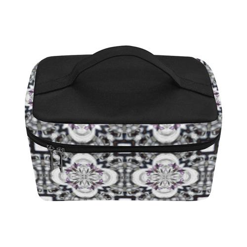 Black and Purple Geometric Cosmetic Bag/Large (Model 1658)