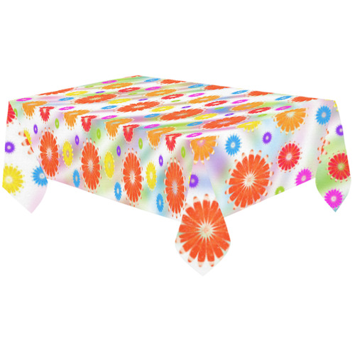 daisy n oranges Cotton Linen Tablecloth 60"x120"
