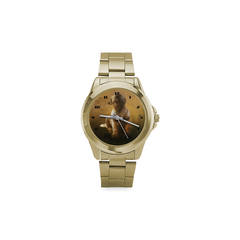 Cute painting pug puppy Custom Gilt Watch(Model 101)