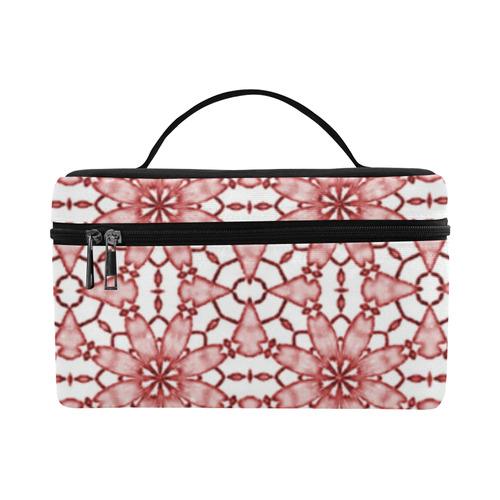Sexy White and Coral Lace Cosmetic Bag/Large (Model 1658)