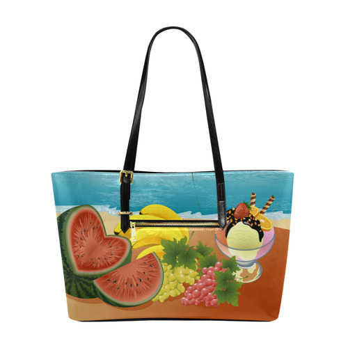 Fruit Ice Cream Tropical Beach Landscape Euramerican Tote Bag/Large (Model 1656)