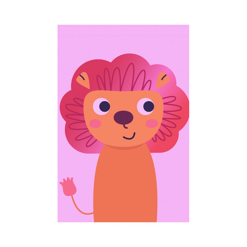 The cute Little Lion : orange on pink Garden Flag 12‘’x18‘’（Without Flagpole）