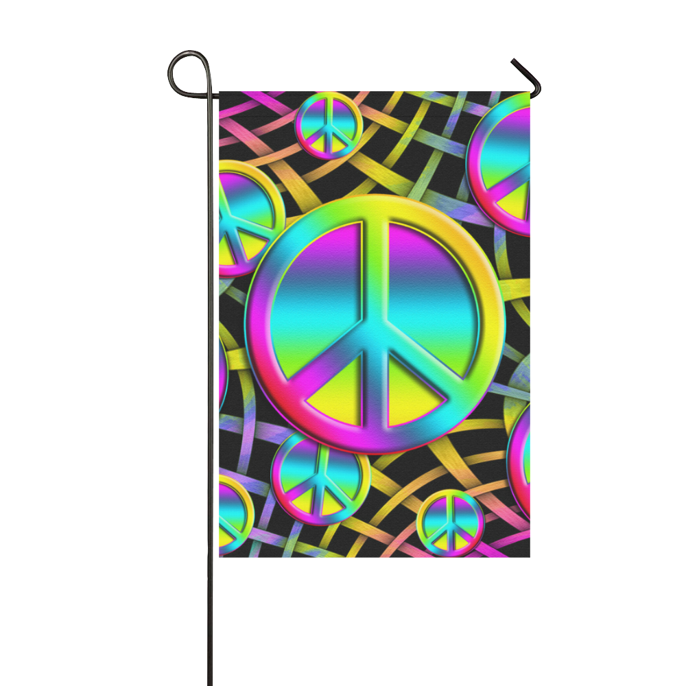 Neon Colorful PEACE pattern Garden Flag 12‘’x18‘’（Without Flagpole）