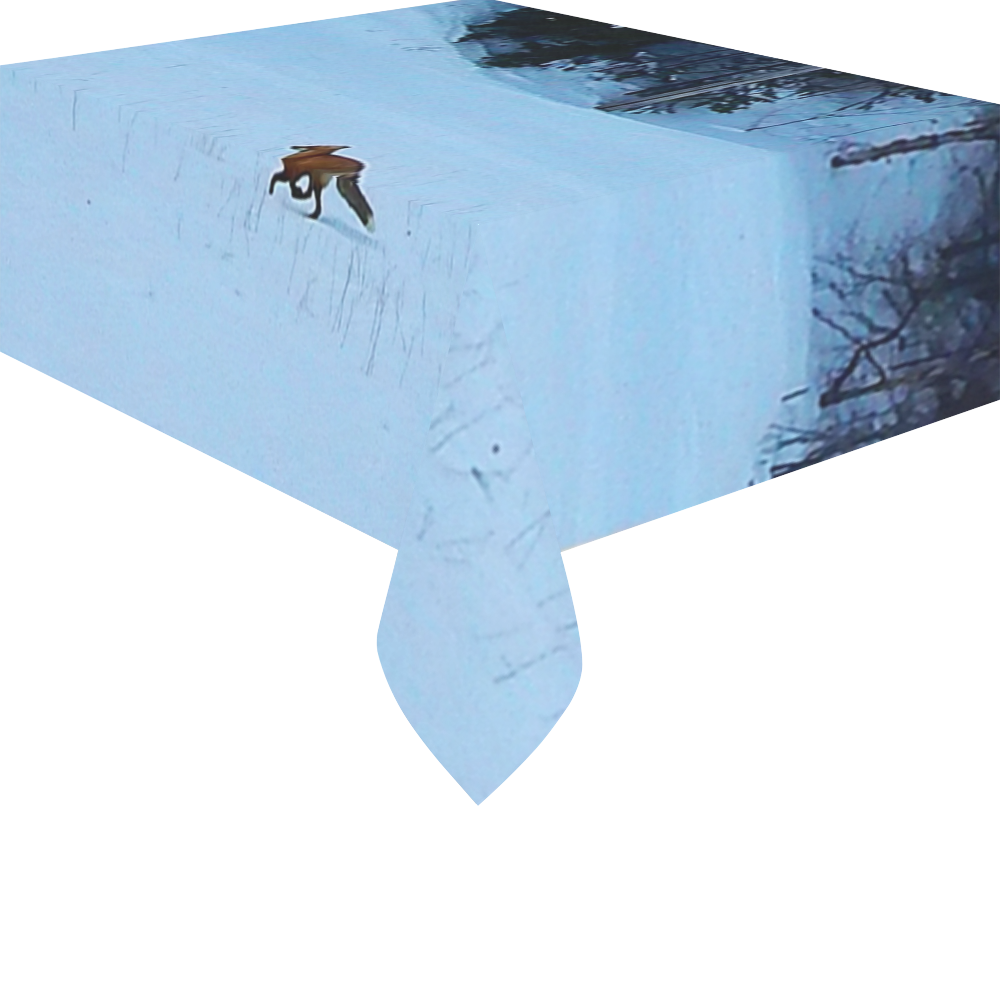 Fox on the Run Cotton Linen Tablecloth 52"x 70"