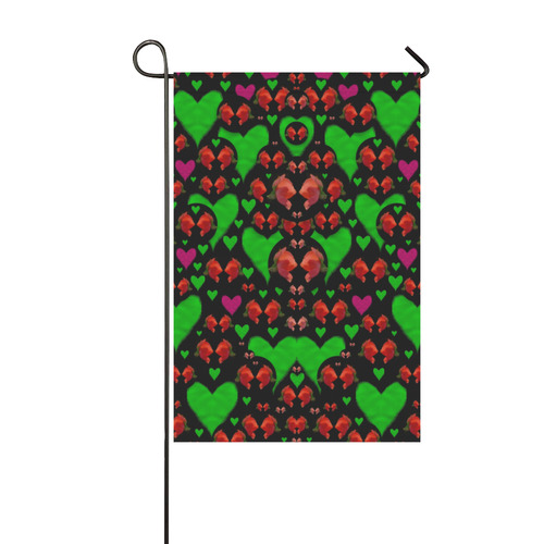 love hearts and roses Garden Flag 12‘’x18‘’（Without Flagpole）