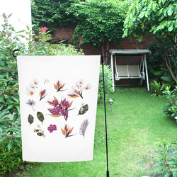 Garden Flag : with Folk flowers on white Garden Flag 12‘’x18‘’（Without Flagpole）