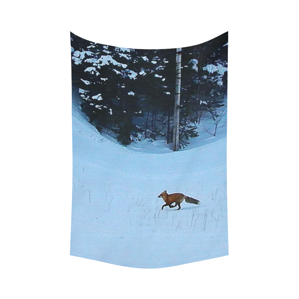 Fox on the Run Cotton Linen Wall Tapestry 60"x 90"