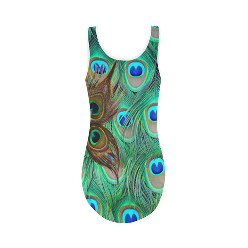 Indian Peacock Swimsuit Vest One Piece Swimsuit (Model S04)