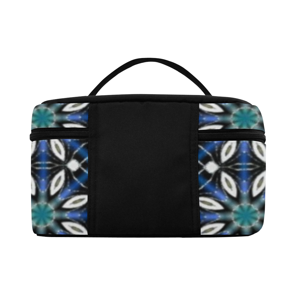 Black and Blue Geometric Cosmetic Bag/Large (Model 1658)