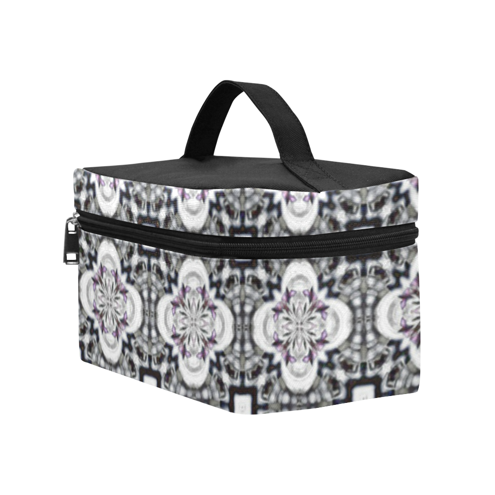 Black and Purple Geometric Cosmetic Bag/Large (Model 1658)